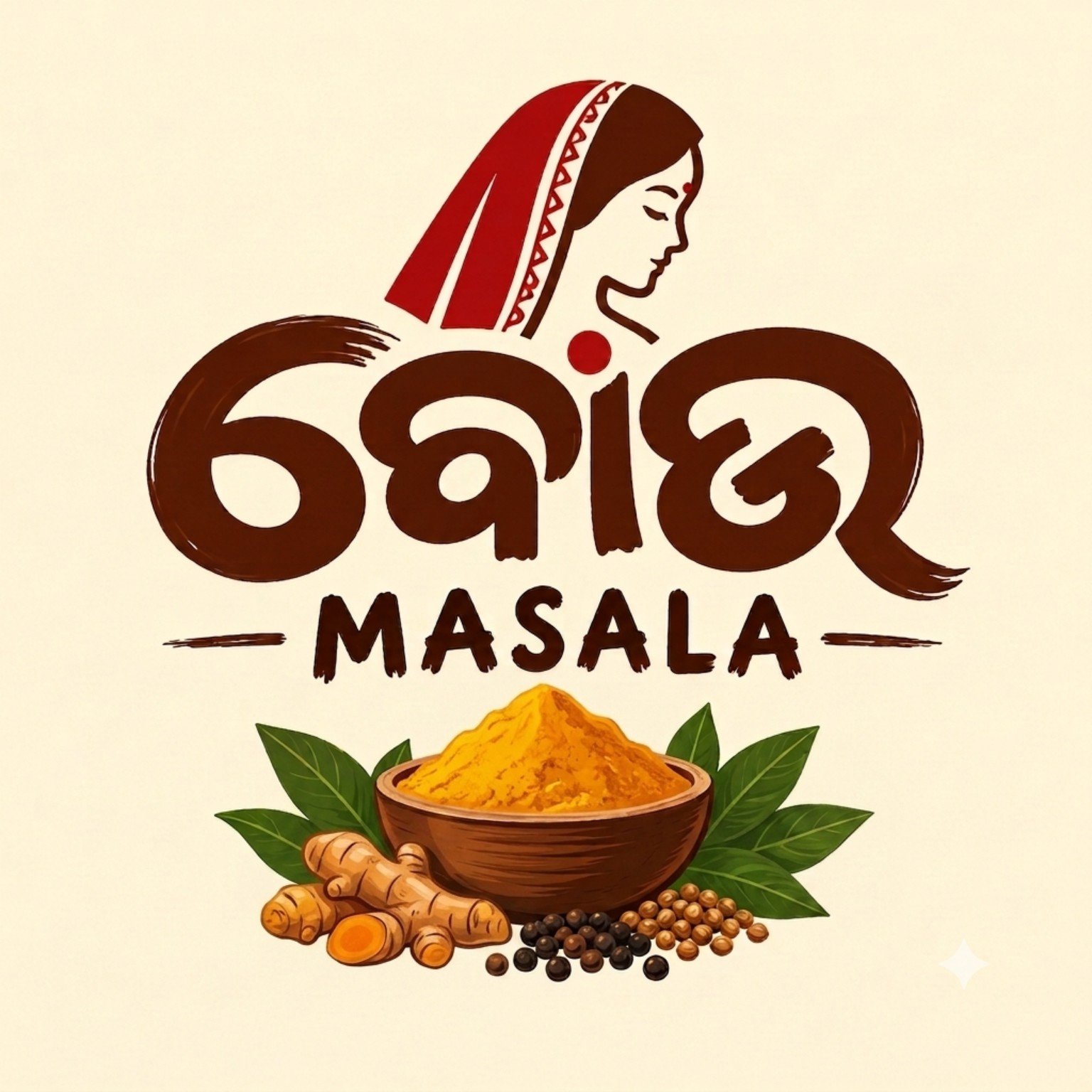 Bou Masala haldi powder artwork with turmeric roots